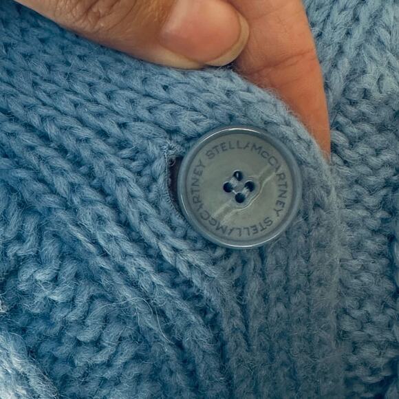 Stella McCartney Distressed Cable-knit Alpaca-blend Cardigan Blue size S - Picture 7 of 13